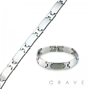 WIDE DUAL FINISH STAINLESS STEEL H LINK BRACELET