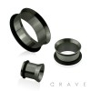 BLACK PVD PLATED OVER 316L SURGICAL STEEL SINGLE FLARED TUNNEL PLUG