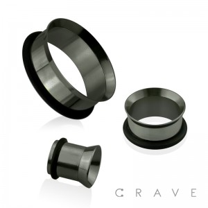 BLACK PVD PLATED OVER 316L SURGICAL STEEL SINGLE FLARED TUNNEL PLUG
