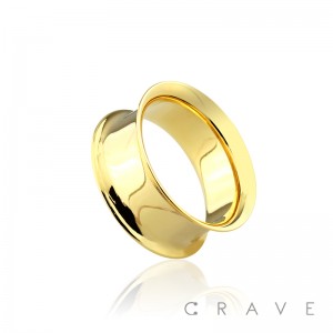 GOLD PVD PLATED OVER 316L SURGICAL STEEL DOUBLE FLARED TUNNEL PLUG