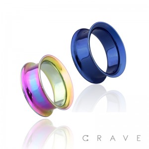 PVD PLATED OVER 316L SURGICAL STEEL DOUBLE FLARED TUNNEL PLUG