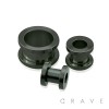 BLACK PVD PLATED OVER 316L SURGICAL STEEL SCREW FIT TUNNEL PLUG