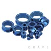 BLUE PVD PLATED OVER 316L SURGICAL STEEL SCREW FIT TUNNEL PLUG