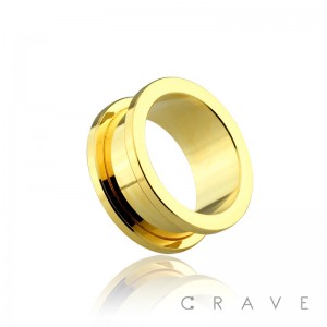 GOLD PVD PLATED OVER 316L SURGICAL STEEL SCREW FIT TUNNEL PLUG