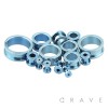 LIGHT BLUE PVD PLATED OVER 316L SURGICAL STEEL SCREW FIT TUNNEL PLUG