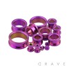 PURPLE PVD PLATED OVER 316L SURGICAL STEEL SCREW FIT TUNNEL PLUG