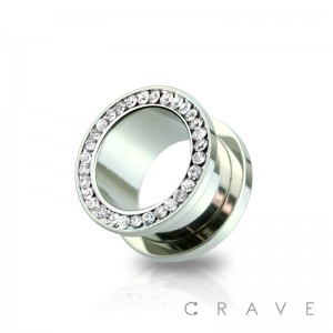 MULTI CLEAR CZ PAVED 316L SURGICAL STEEL SCREW FIT TUNNEL