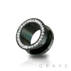 BLACK PVD PLATED MULTI CLEAR CZ PAVED 316L SURGICAL STEEL SCREW FIT TUNNEL