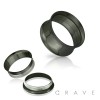INTERNALLY THREADED BLACK PVD PLATED OVER 316L SURGICAL STEEL DOUBLE FLARED SCREW-FIT TUNNEL PLUG