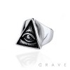 STAINLESS STEEL ALL SEEING EYE PYRAMID RING