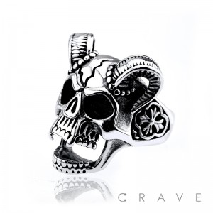 STAINLESS STEEL GOAT SKULL RING