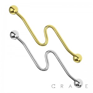 316L SURGICAL STEEL DEEP WAVED INDUSTRIAL BARBELL