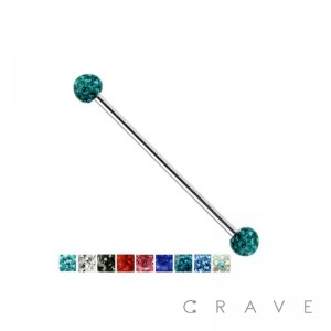 CRYSTAL PAVED EPOXY FERIDO BALL 316L SURGICAL STEEL INDUSTRIAL BAR