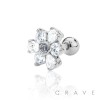 TWO TONE CZ FLOWER 316L SURGICAL STEEL CARTILAGE BARBELL