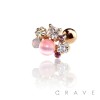 316L SURGICAL STEEL CARTILAGE BARBELL WITH MULTI GEM PEARL ROSE GOLD