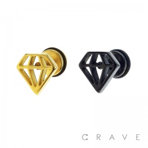 316L STEEL FAKE PLUG WITH INLAY DIAMOND