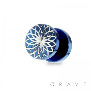 316L SURGICAL STEEL FAKE PLUG W/ FLORAL DIAMOND CUT