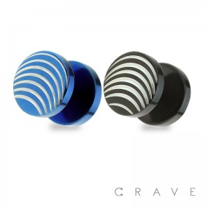 316L STAINLESS STEEL FAKE PLUG W/ WAVE DIAMOND CUT