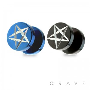 316L SURGICAL STEEL FAKE PLUG W/ STAR DIAMOND CUT