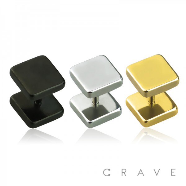 316L SURGICAL STEEL SQUARE TOP FAKE PLUG