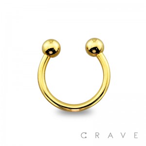 GOLD PVD PLATED OVER 316L SURGICAL STEEL HORSESHOE WITH BALL (external thread)
