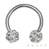 316L SURGICAL STEEL CRYSTAL PAVED FERIDO BALL HORSESHOE