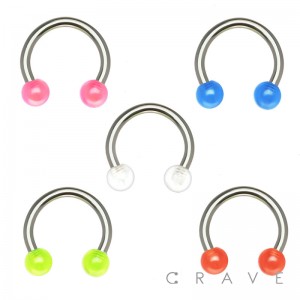 316L SURGICAL STEEL HORSESHOE WITH UV ACRYLIC BALLS