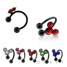 BLACK PVD PLATED 316L SURGICAL STAINLESS STEEL HORSESHOE WITH COLOR GEM BALLS