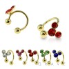 GOLD PLATED 316L SURGICAL STEEL HORSESHOE W/ COLOR MOUSE GEM
