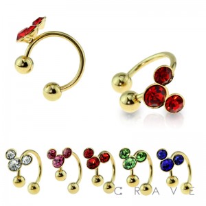 GOLD PLATED 316L SURGICAL STEEL HORSESHOE W/ COLOR MOUSE GEM