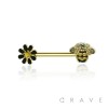 BEE AND DAISY FLOWER 316L SURGICAL STEEL BARBELL NIPPLE BAR
