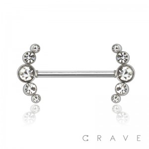 INTERNALLY THREADED SPARKLE RAY MULTI-GEM 316L SURGICAL STEEL NIPPLE SHIELD