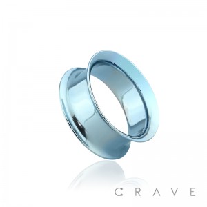 LIGHT BLUE PVD PLATED OVER 316L SURGICAL STEEL DOUBLE FLARED TUNNEL