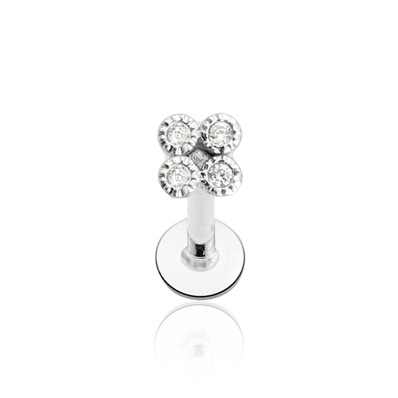 316L SURGICAL STEEL MUTLI CLUSTER GEM PAVED LABRET