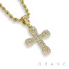 30*56MM GEM PAVED CROSS PENDANT WITH ROPE CHAIN