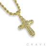 GEM PAVED X CENTERED CROSS PENDANT WITH ROPE CHAIN