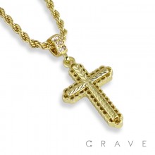 LACE DECORATED CROSS PENDANT WITH ROPE CHAIN