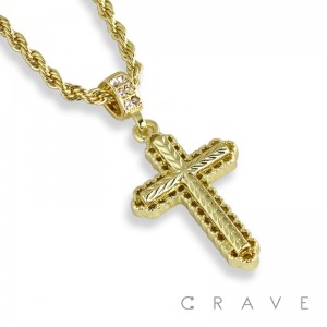 LACE DECORATED CROSS PENDANT WITH ROPE CHAIN