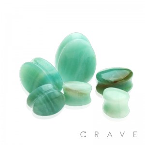 TEAR DROP NATURAL AMAZON STONE DOUBLE FLARED SADDLE PLUGS