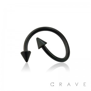 BLACK PVD PLATED 316L SURGICAL STEEL TWIST WITH SPIKES
