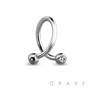 316L SURGICAL STEEL TWIST W/ SINGLE GEM BALL