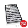 60 PAIRS OF 316L STAINLESS STEEL PIN PRONG SET CLEAR CZ STUD EARRINGS WITH FREE BLACK PLASTIC TRAY AND DIVIDER