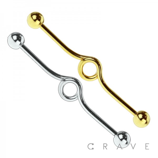 316L SURGICAL STEEL LOOPED INDUSTRIAL BARBELL