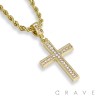 30*44MM GEM PAVED CROSS PENDANT WITH ROPE CHAIN