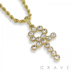 BAUBLE GEM PAVED ANKH PENDANT WITH ROPE CHAIN