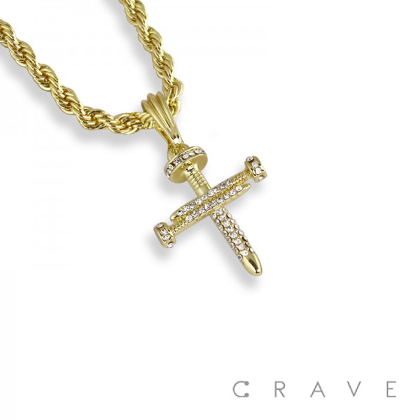 CROSSED NAIL PENDANT WITH ROPE CHAIN