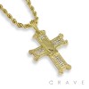 PRAYING HANDS GOLD AND SILVER CROSS PENDANT WITH ROPE CHAIN