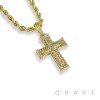 25*28MM GEM PAVED CROSS PENDANT WITH ROPE CHAIN