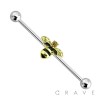 BUMBLE BEE CENTER GOLD PLATED 316L SURGICAL STEEL INDUSTRIAL BARBELL