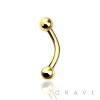 GOLD PVD PLATED OVER 316L SURGICAL STEEL EYEBROW WITH BALLS